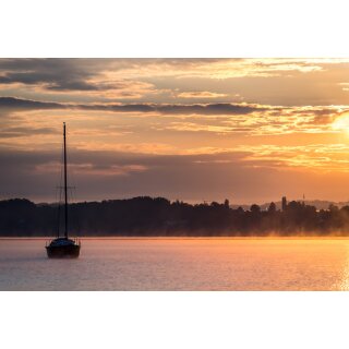 Motiv 002 - Leicht nebliger Sonnenaufgang in Schondorf / Alu-Dibond 75 x 50