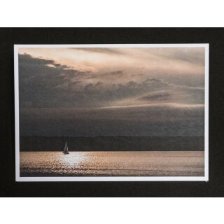 Ansichtskarte Ammersee | Segelboot im silbrigen Abendlicht bei Herrsching